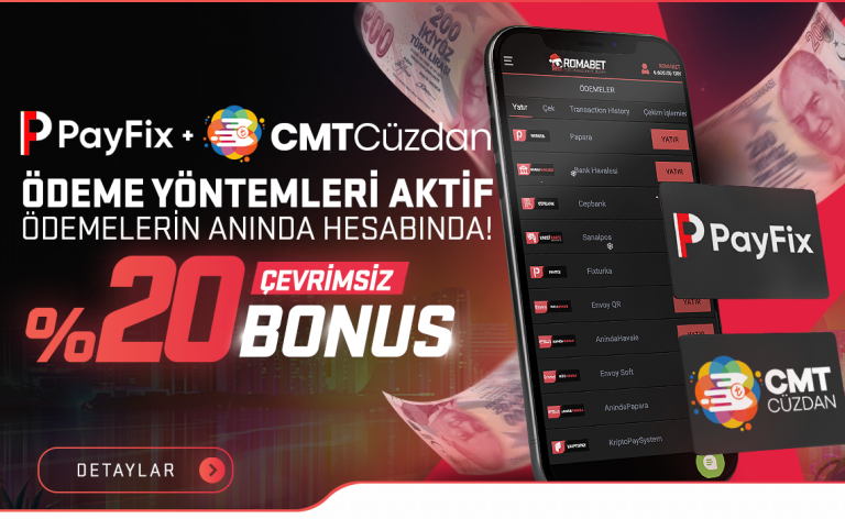 Romabet Payfix & CMT 20 Çevrimsiz Bonus
